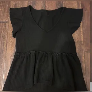 Boutique Black Ruffle Sleeve top thumbnail 2