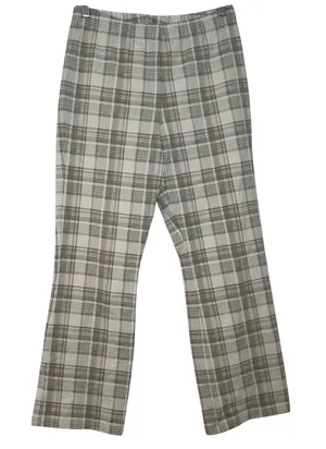 Susan Graver Weekend Plaid Pull-On Pants Tan Green White Size Small academia thumbnail 1
