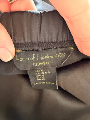 House of Harlow 1960 Black Satin Sleep Jogger Pajama Pants XL thumbnail 4