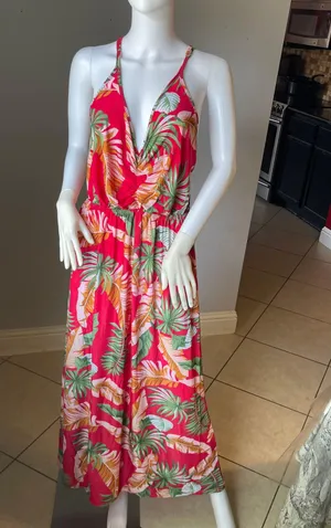 New Women’s Pink Tropical sleeveless dress thumbnail 2