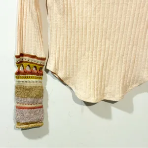 Free‎ People Mixed Up Sweater Cuff Thermal Top Peach Size XS thumbnail 3