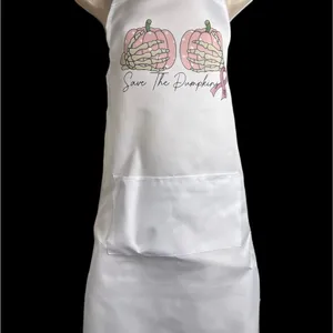 Save The Pumpkins Breast Cancer Awareness Pink And White Apron New thumbnail 3