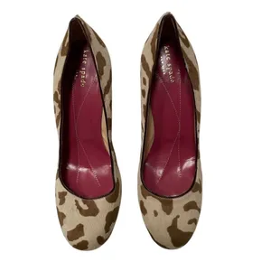 Kate Spade NY Cow Print Block‎ Heel Pump Women’s 9 Calf Hair Italy Tan Brown thumbnail 6