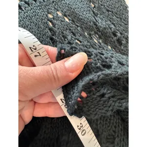 Black Crochet Knit Wide Leg Pants Cover Up Drawstring‎ Beach Boho Size M Resort thumbnail 6