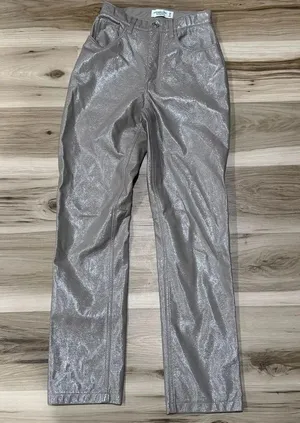 Abercrombie and Fitch The 90’s Straight Ultra High Rise Tan Faux Leather 25/0 thumbnail 1