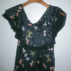 Sam Edelman 0 XS Silk Butterfly Off the Shoulder Black Dress thumbnail 5