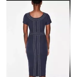 Boden Kitty Sheath Textured Midi Dress Size U.S. 2R UK 6R‎ Navy thumbnail 2