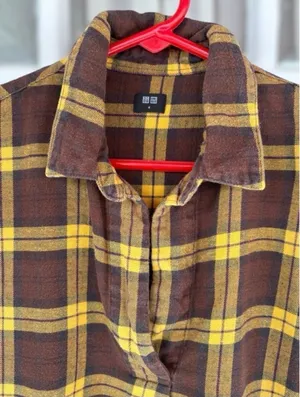 Uniqlo Women’s Medium Oversized Flannel Relaxed Fit Scooped Hem Shirt Lumberjack thumbnail 7