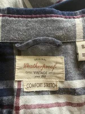 Weatherproof Vintage stretch blue and white long sleeve collared button down shirt S thumbnail 6