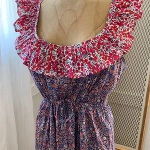 J.Crew Liberty Floral Cherry Printed Ruffle Tier Summer Dress Size S thumbnail 6