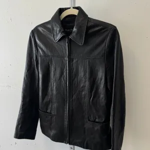 Vintage Andrew Marc NY Genuine‎ Leather Women's Jacket Zip Front Collared Small Black thumbnail 3