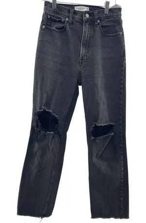 Abercrombie Fitch 26 2R The Ankle Straight‎ Ultra High Rise Jeans Distressed thumbnail 1