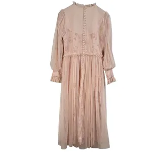 Ivy City Co NWT‎ Last Songbird Pink Fairy Whimsical Modest Midi Dress Medium thumbnail 6