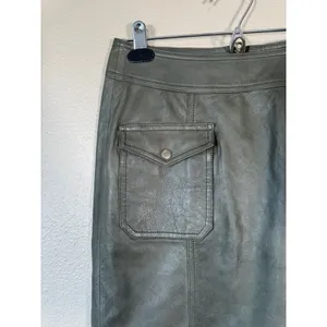 Lucky Brand Olive Green Lambs Leather Mini Skirt Womens S Preppy Dark Academia thumbnail 11
