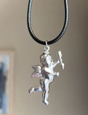 stainless steel cherub angel simple necklace👼🩵 thumbnail 4