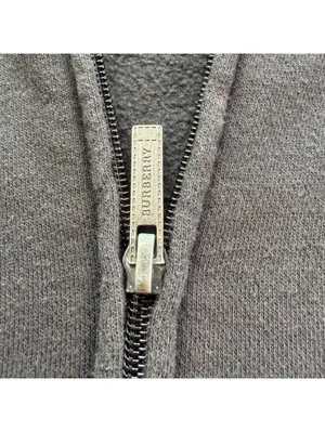 Burberry London Black Full Zip Sweatshirt Jacket Nova Check Trim Women's Medium thumbnail 10