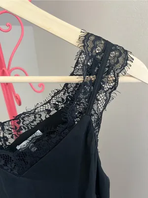 Naked Zebra Black Lace-Trim V-Neck Camisole Top thumbnail 4