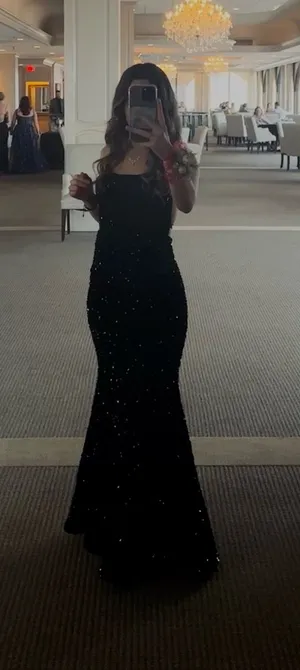 Black Prom Dress Sequin Floor thumbnail 1
