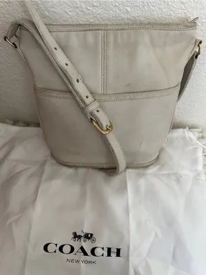 Vintage COACH Maggie Leather Bucket Bag in Rare Bone Ivory Crossbody 0137-039 thumbnail 2