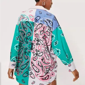 Nasty Gal | Oversized Bandana Print Satin Shirt Size S thumbnail 2