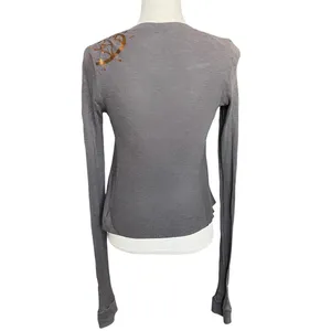 Lagenlook Charcoal Grey Long Sleeve Flowy Tunic Top Shark Bite Hem boho small thumbnail 4