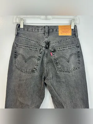 Levi's 501 Faded Black/Grey Button Fly Denim Ankle Jens Size 24 x 30 thumbnail 8