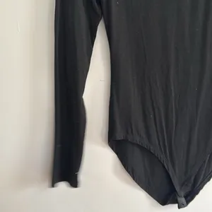 Long Sleeve Rounded Neckline Full Coverage Bodysuit Black Size M Size M thumbnail 5