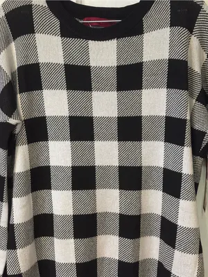 Love Scarlett Black & White Buffalo Check Long-Sleeve Sweater Dress thumbnail 2
