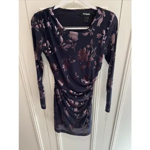 Desigual Floral Velvet Burnout Ruched Mini Dress Size Small Medora Whimsigoth thumbnail 3