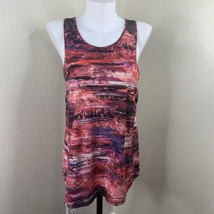 Lululemon Sculpt Tank II Mesh Panels Size 8? Colorful Dahliascape Black thumbnail 3