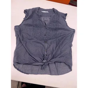 Maurices Navy Blue Polka Dot Sleeveless Tie Front Button Down Blouse Large thumbnail 3