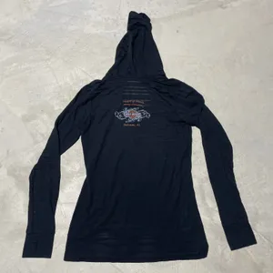 Harley Davidson Black Long Sleeve Top w/ Hoodie Pelham AL SZ L Motorcycle thumbnail 9