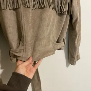 Moon River Faux Suede Fringe Moto Jacket size Small thumbnail 12