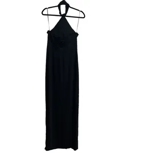 Amanda Uprichard Queen Halter Maxi Gown In Black thumbnail 6