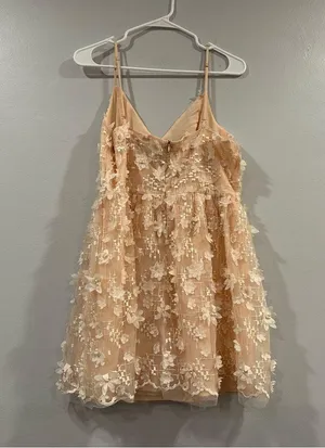 Lulus Feeling Flirty Blush Pink Floral Applique Dress Large L thumbnail 4