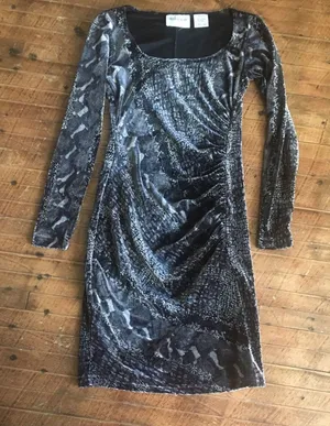 Hugo Buscati vintage Animal print velvet night out bodycon dress thumbnail 1