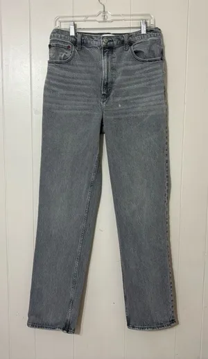 Abercrombie The 90s Straight Jeans Ultra High Rise Gray Wash Size 10 thumbnail 1