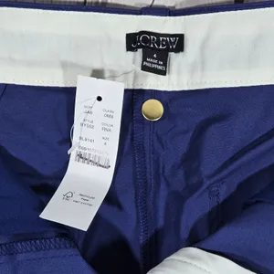 J Crew High Rise Cuffed Shorts Navy Blue Cotton Blend Size 4 Gold Button‎ Detail thumbnail 5