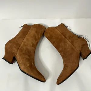 NWT Dorateymur Han Mid Calf Booties Tan Suede Womens Size 35‎ / US 5 thumbnail 8