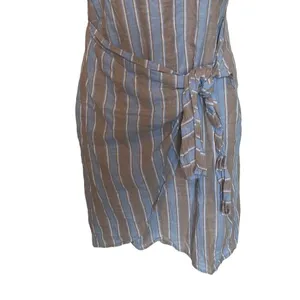 Altar'd State Women's Striped Square Neck Wrap‎ Mini Dress Blue Gray Size Small thumbnail 4