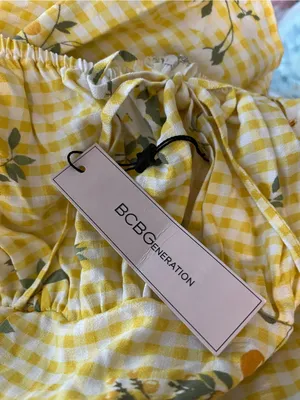 BCBGeneration Yellow‎ Lemon Gingham Dress Large NWT thumbnail 5
