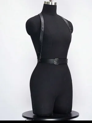 Black Faux Leather Harness Belt New thumbnail 3