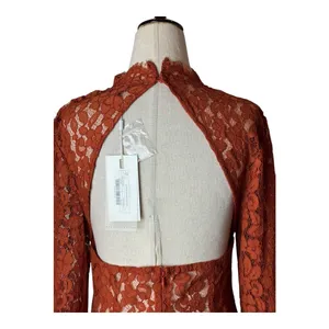 Endless Rose Bodysuit Women Small Orange Lace Cutout‎ Back Long Bel Sleeve NWT thumbnail 7