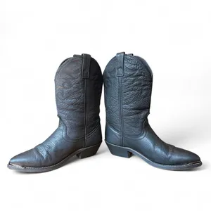 Masterson Boot Co Western Cowboy Boots Women 7.5 Black Leather Metal Toe Tips thumbnail 6