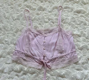 PacSun Lace Pink Crop Top thumbnail 1