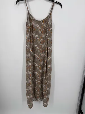 Wallflower Brown Floral Sun Dress Maxi Spaghetti Strap Medium Front Slit Boho thumbnail 7