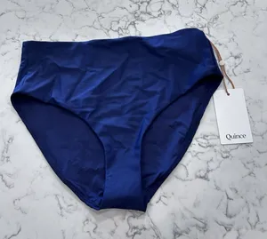 NWT Quince Deep Navy High Rise Bikini Bottoms Small thumbnail 1