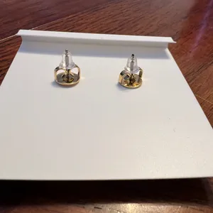 Tory Burch Gold Kira Studs Zebra Black and White Earrings thumbnail 4