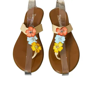 Toscanella Womens Brown Flower Embellish Sandals 6.5M Slip On Flats‎ Casual thumbnail 2