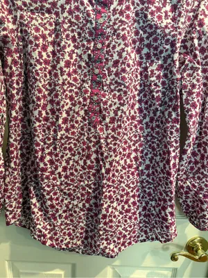J. Crew Magenta Floral Long Sleeve Top thumbnail 8